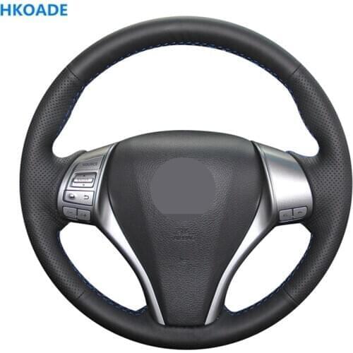 DIY Black Hige Soft Artificial Leather Car Steering Wheel Cover for Nissan X-Trail Teana Altima Qashqai Tiida Pulsar Navara