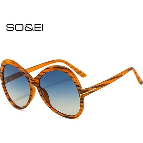 SO&EI Fashion Oversized Round Woman Sunglasses Vintage Brand Designer Men Gradient Eyewear Trend Sun Glasses UV400 Big Shades