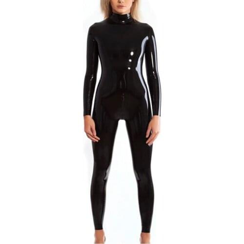 Sexy Hot Women Faux Leather Catsuit PVC Latex Bodysuit Back Zipper Open Crotch Jumpsuits Stretch Bodystocking Erotic Costumes