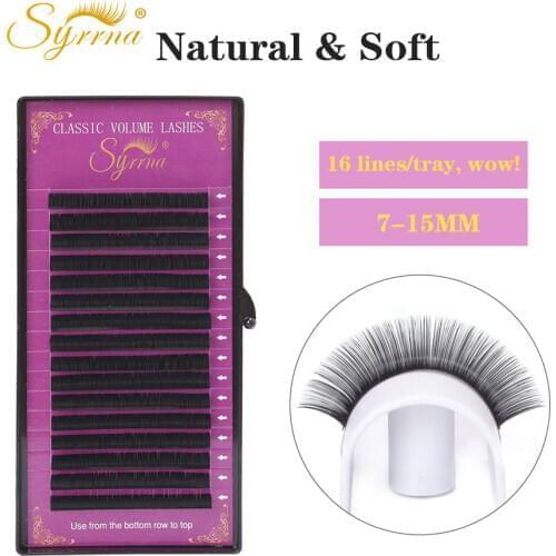 Syrrna 16 Rows/tray Individual Eyelashes Natural Soft Eyelash Extensions Matte False Faux Mink Eyelahes Makeup Maquiagem Cilios