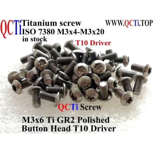Titanium screw M3x12 M3x14 M3x16 M3x18 M3x20 Button Head Torx T10 Driver ISO 7380 Ti GR2 Polished 10 pcs