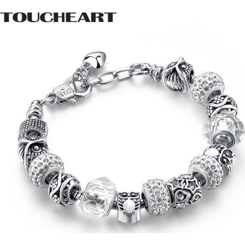 TOUCHEART Luxury Brand Distance Animal owl Bracelet&Bangles Charms For Women Silver Jewelry Making Friendship Bracelet SBR180117