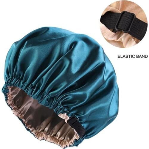 The Latest Satin Hair Cap Sleep Invisible Flat Head Adjustment Buckle Shower Cap Ladies Headdress Etiquette Hair Care Round Cap