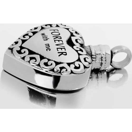 Heart Design Forever With Me Cremation Urn Pet Ash Holder Pendant Jewelry