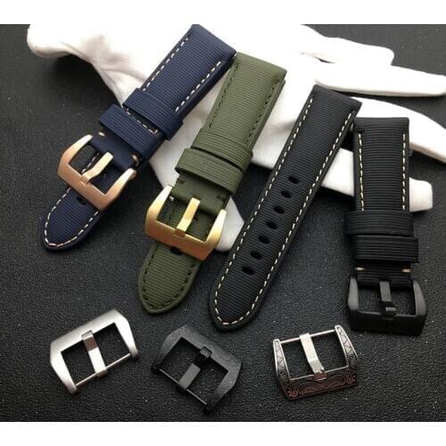 Vintage Italian cow leather watch band 24mm black blue green red bracelet watchband For PAM441/Panerai belt PAM tools