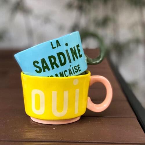High Temperature Ceramic Hand Pinch Irregular Retro Alphabet Mugs/Coffee Cups