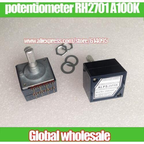 1pcs RH2701 double 100KA-25mm volume potentiometer straight leg without stepping A100Kx2 APLS enthusiast