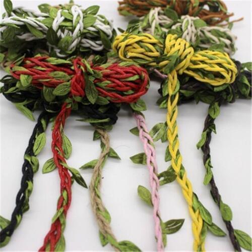 10yards*5mm Pastoral Ribbon Leafe Hemp Rope Handmade Hair/Necklace/Hat Home Accessories DIY Craft Supplies Gift Wrapping Ribbon