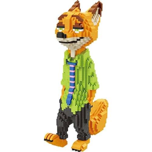 1750Pcs Vulpes Nick Building Blocks Cartoon Figures DIY Zoo Animals Educational Toys Micro Bricks Cute for Kids Adults