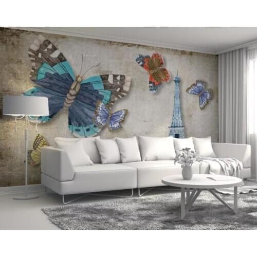 3D wallpaper roll size living room bedroom Bamboo Vintage butterfly paris tower 3d wall murals wallpaper home decor photo