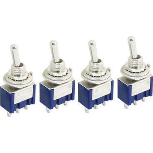 4Pcs Blue Two Positions 3-Pin SPDT ON-ON Mini Toggle Switch 6A AC125V