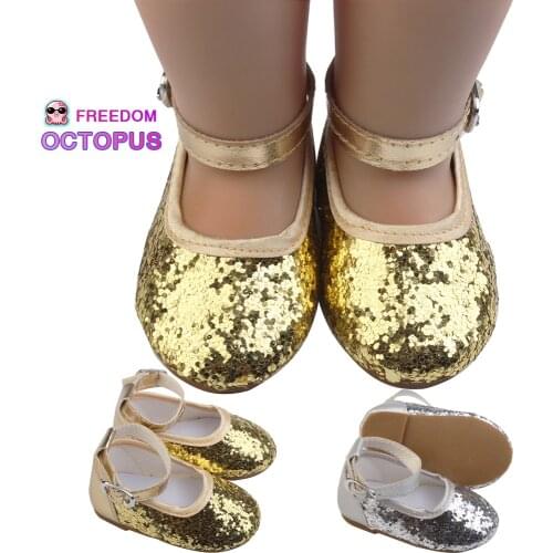 7cm Exquisite Sequins Doll Shoes For 18 Inches American Dolls Simple Deduction Shoes Accessories For 43cm New Born Dolls 1/3 BJD