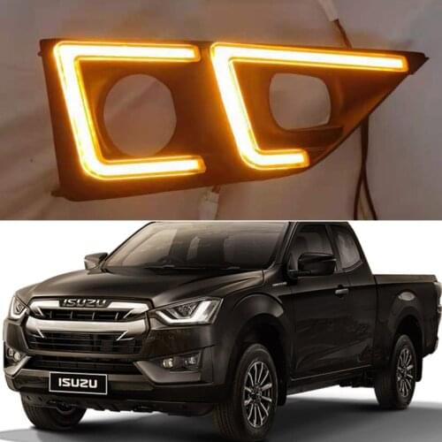 Amige LED DRL Daylights For ISUZU D-max DMAX XTR 2020 Yellow Turn Signal Fog Lamp Auto Bulb Headlamps Daytime Running Lights