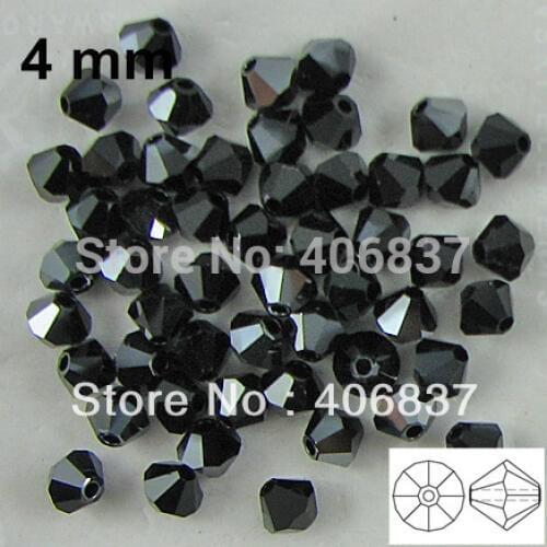 Free Shipping! 720pcs/Lot, AAA Chinese Top Quality 4mm Jet Hematite Crystal Bicone Beads