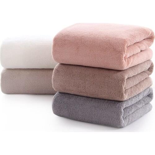 Household Simple Plain Coral Fleece Bathroom Luxurious Thick Bath Towels Quick-drying Water-absorbing Fine Fiber Soft FZ0019