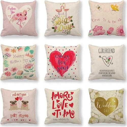 GZTZMY 2021 Valentines Day Souvenir Pillow Cover Cushion Cover Artificial Linen Pillow Case Cushion Covers 45*45cm Pillowcases