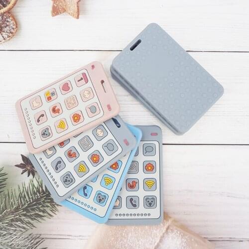 Chenkai 5PCS Silicone Phone Teether Cartoon Bear Teething Food Grade For DIY Chewing Nursing Pacifier Chain Accessories