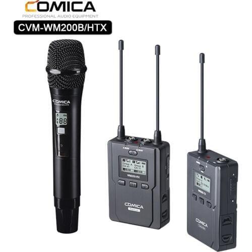 COMICA CVM-WM200B/HTX Metal UHF Wireless Mono/Stereo Lavalier Interview Handheld Microphone 120m Smooth Recording for Canon