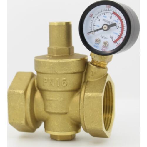 DN15 DN20 DN25 DN32 DN40 Brass Water Pressure Reducing Valve Adjustable Valves With Pressure Gauge Adjustable Relief Valve