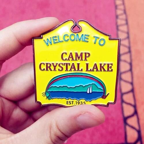 Welcome To Camp Crystal Lake Enamel Brooch Pin Backpack Hat Bag Lapel Pins Badges Women Mens Fashion Jewelry Accessories