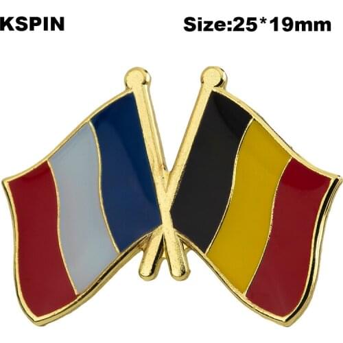 France & Belgium Friendship Flag Badge Brooch Natinal Lapel Pins Flag Lapel Pins Country Flag Badge XY0507