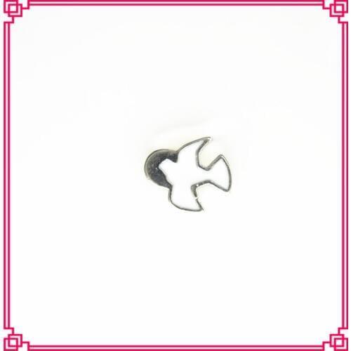 Hot selling peace white dove floating charms living glass floating memory pendant lockets charms for diy jewely