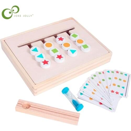 Montessori Toy Colors Shapes Double Sided Matching Game Logical Reasoning Training Kids Educational Toys Children Wooden Toy GYH