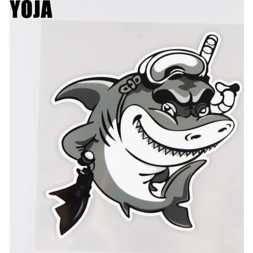YOJA 12.9X14CM Interesting Cartoon Animal Shark Vinyl Decal Car Sticker Modern Fashion Decor 19A-0069