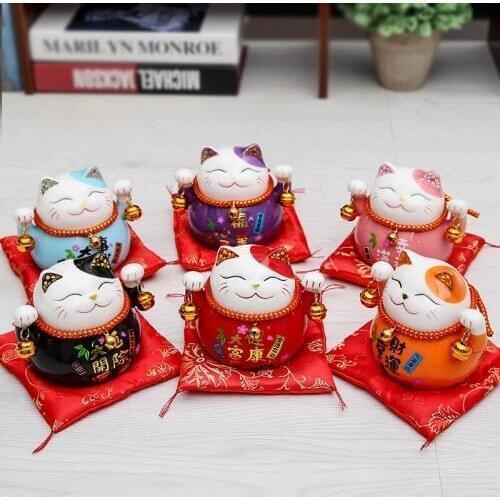4.5 Inch Maneki Neko Ceramic Lucky Cat Home Decor Porcelain Ornaments Fortune Cat Money Box Craft for Child Gifts 1 pc