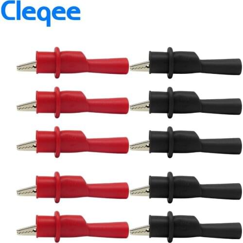 Cleqee P2008 10PCS Insulation Metal Alligator Clips Electric Test Accessories The tail can match the multimeter probe