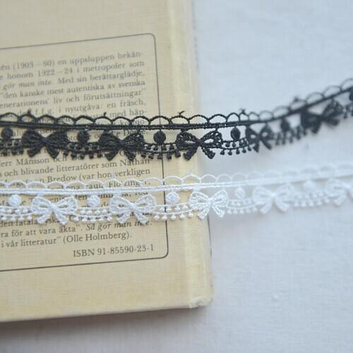 1Yards Latest Lace Ribbon Applique Dress Sewing 1.5cm Black White Lace Fabric For Wedding Dresses telas de encaje dentelle LE25