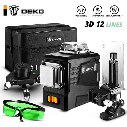 DEKO DKLL12PB2 360 Degrees Rotary 3D Laser Level Self Leveling Green Vertical Horizontal 12 Cross Lines DIY Indoor Outdoor Mode