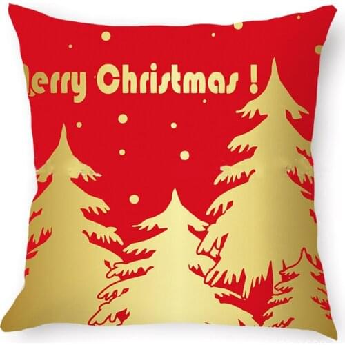 Christmas tree elk Golden Red Plaid linen Pillow cushion cover christmas decorations for sofa home decor Throw pillow case cover