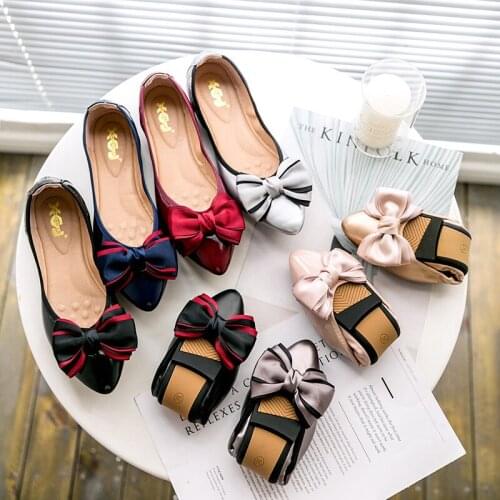 Double layer bow knot flat shoes woman brand designer foldable flats 41 big size slip on loafers women mules comfy lazy moccasin