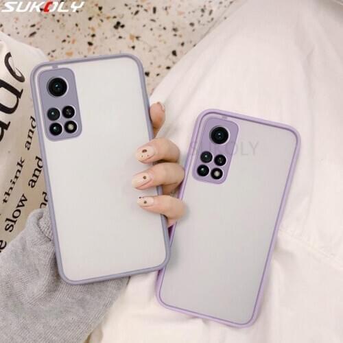 Shockproof Phone Case For Xiaomi Mi 10T Pro Lite Matte Acrylic Colorful Bumper Translucent Cover For Xiaomi Mi 10T Case Cover