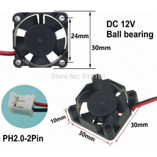 10Pcs Gdstime 3010 12V 2Pin 3CM 30mm 30x30x10mm Ball Bearing Mini Brushless DC Cooling Fan