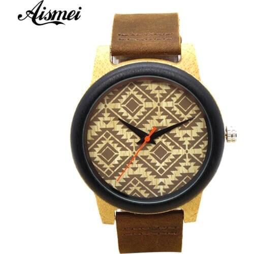 Fashion Casual Men Women Nature Wood Bamboo Genuine Leather Band Strap Wrist Watch Cool Analog Bracelet Gift relojes de pulsera