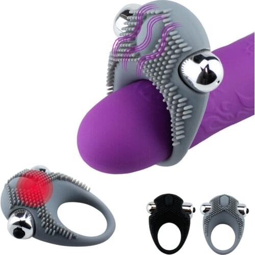 Men Penis Vibrating Ring Delay Ejaculation Bullet Vibrator Clitoris Massager Adult Sex Toys for Men Male Cock Silicone Rings