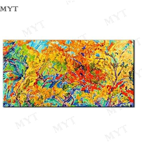 MYT Hand-Painted Modern Abstract Decoration Oil Painting Colorful Canvas Three Pig Landscape Picture Wall Decor For Bedroom