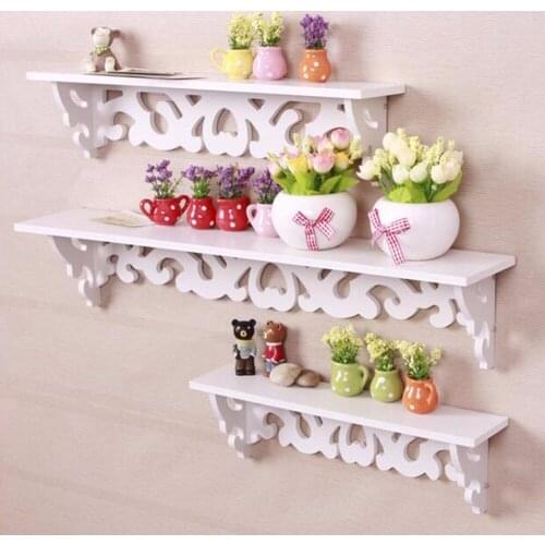 2017 Newly M Model White Wooden Carved Wall Shelf Display Hanging Rack Storage Rack Home Decor
