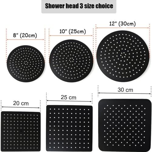 Stainless steel Black Bathroom Ultrathin 2 mm Rain Shower Head 8/10/12 Inch Wall & Ceiling Square & Round Rainfall Shower head