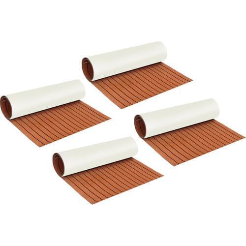 4Pcs EVA Faux Teak Decking Sheet Non-Slip Flooring Mat for Fishing Boat Yacht Marine RV, Self-Adhesion, 240 x 60cm/94x23 inch