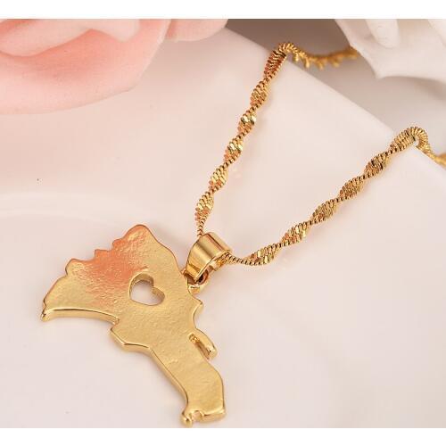 The Dominican Republic Map Pendant Necklace for Women/Men Gold Color Jewelry Map of Dominican souvenir gifts