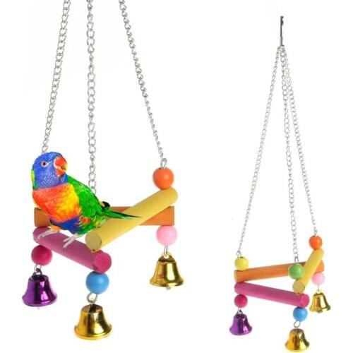 Pet Bird Parrot Parakeet Budgie Cockatiel Cage Hammock Swing Stand Hanging Toys Colorful Pendant Creative Novelty With Bells