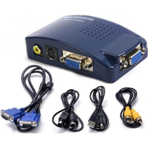 VGA to RCA Converter Switch Box NTSC PAL VGA to TV AV Signal S Video Adapter for Computer PC 50pcs/Lot