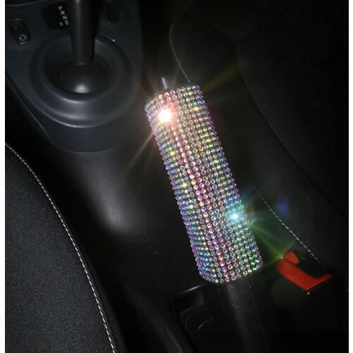 Luxury Diamond Auto Seat Belt Cover Villus Hand Brake Gear Shifter Cover Rhinestone Hand Sewing Car Styling Suit
