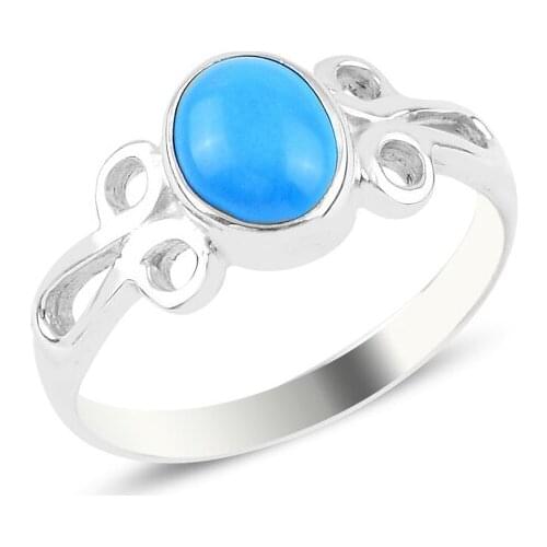 Silverlina Silver Turquoise Stone Engagement Ring