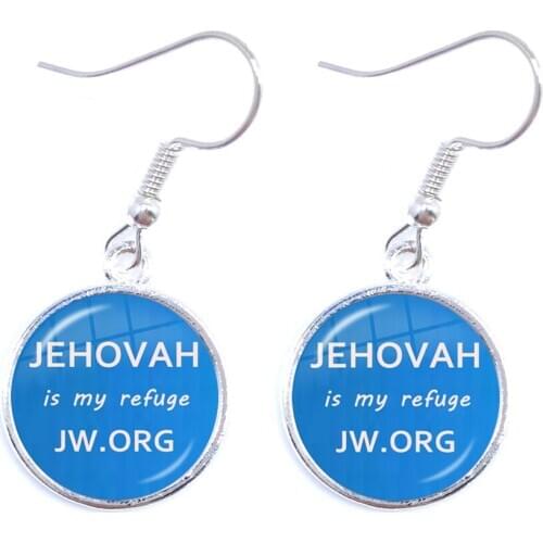 Jehovah Is My Refuge JW.ORG Drop Earrings 16mm Glass Cabochon Earrings Catholicism Jewelry For Women Girls Gift