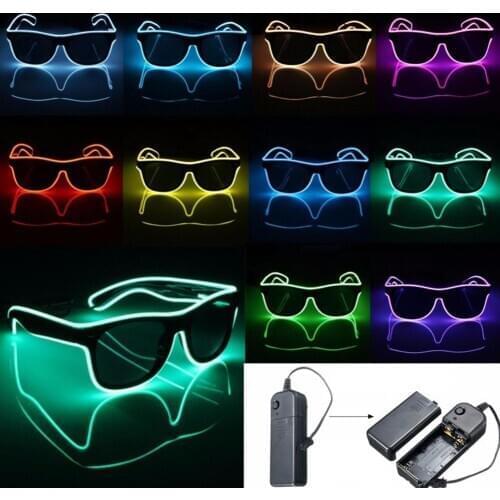 LED EL Wire Glasses Light Up Glow Sunglasses Eyewear Shades for Nightclub Party