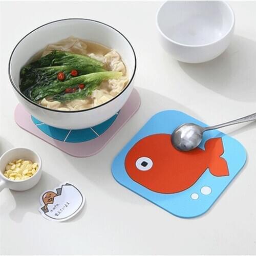 Trivet Pad Heat Resistant Cartoon Non-slip PVC Trivet Mat Pot Holder Mat for Kitchen L 15*15cm